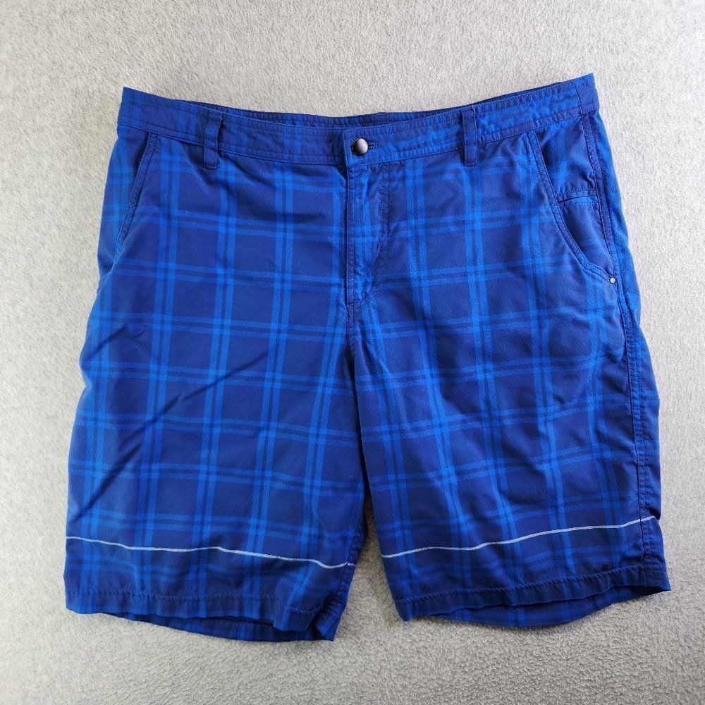 Lululemon Kahuna Shorts Mens 40 Blue Plaid Golf Athleisure Beach Costal Cruise